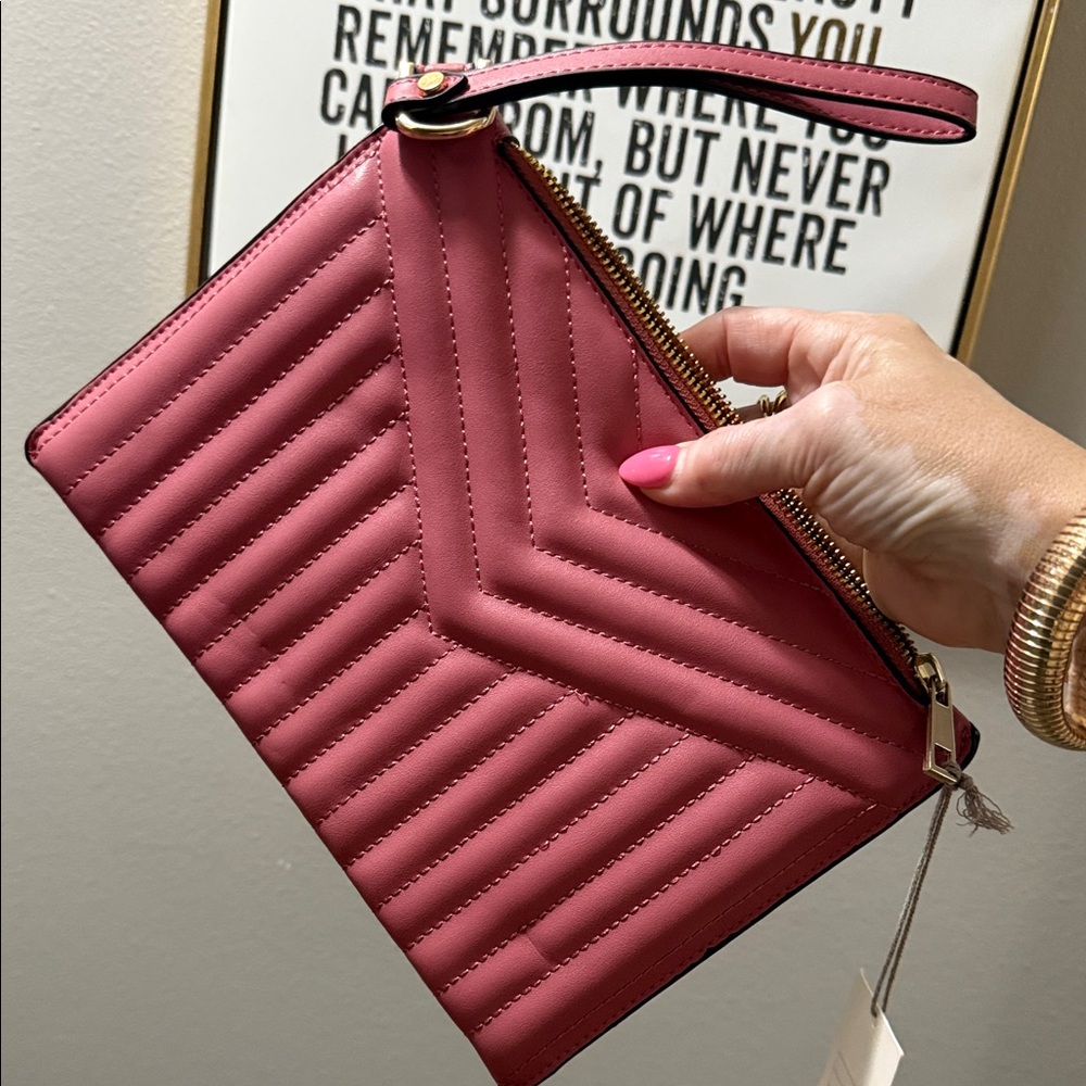 Pink Quilted Wristlet Clutch - Picture 3 of 5